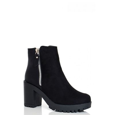 Quiz Black Chunky Heel Ankle Boots
